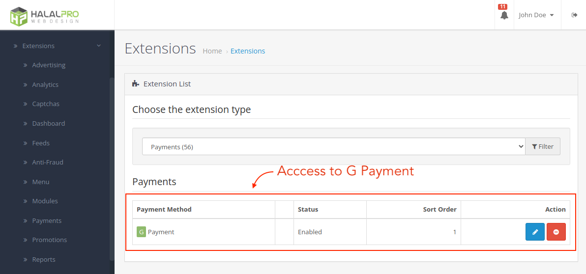navigate-to-global-payment-settings opencart